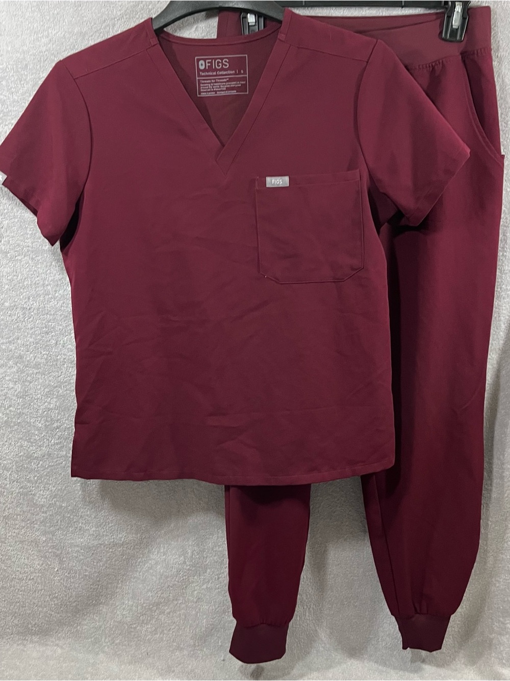 FIGS Scrubs Set Burgundy Zamora Top & Bottom Medical Unisex Size Small Petite